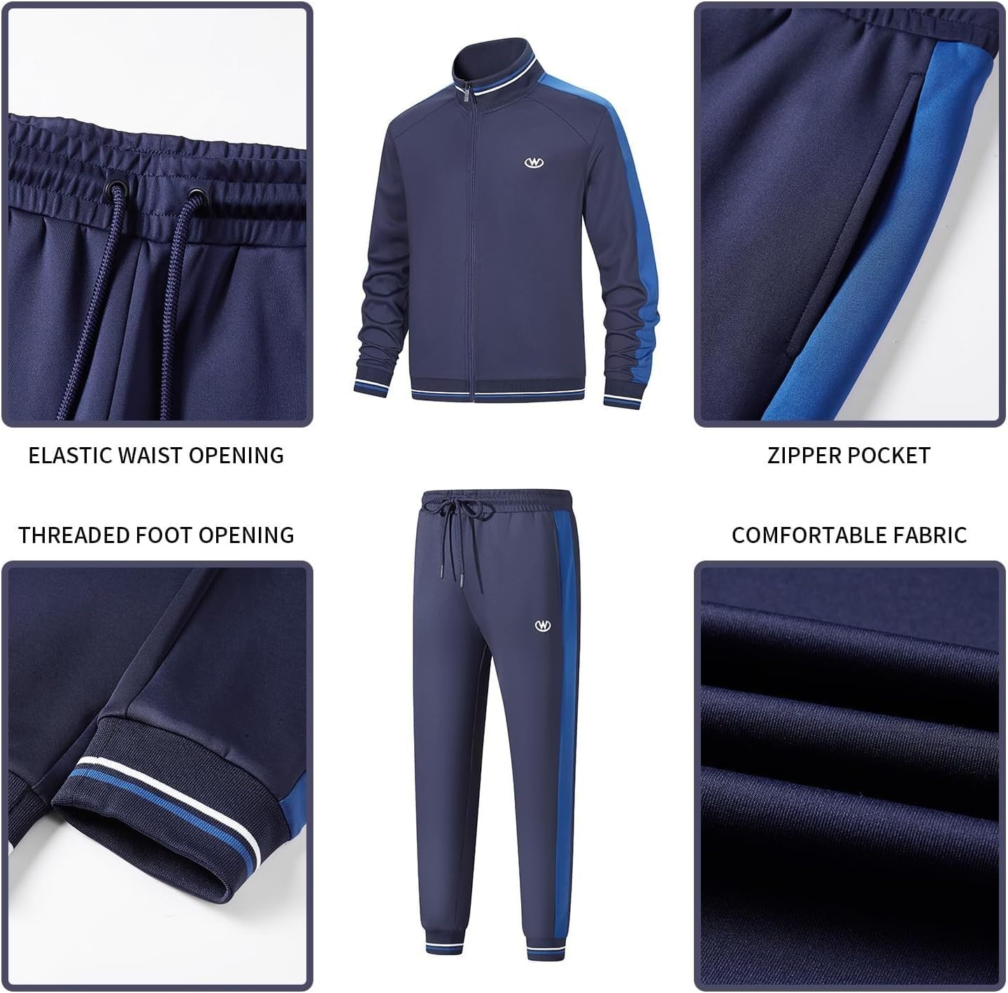 Detalle de wiebdncj Herren Trainingsanzug im 2-Teile-Set (Langarm) mit Jacke und Hose