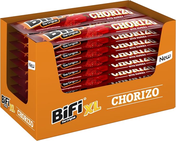 Detalle de BiFi Chorizo XL Sticks 🌭 Pack de 20, Aperitivos con Pimentón y Ajo