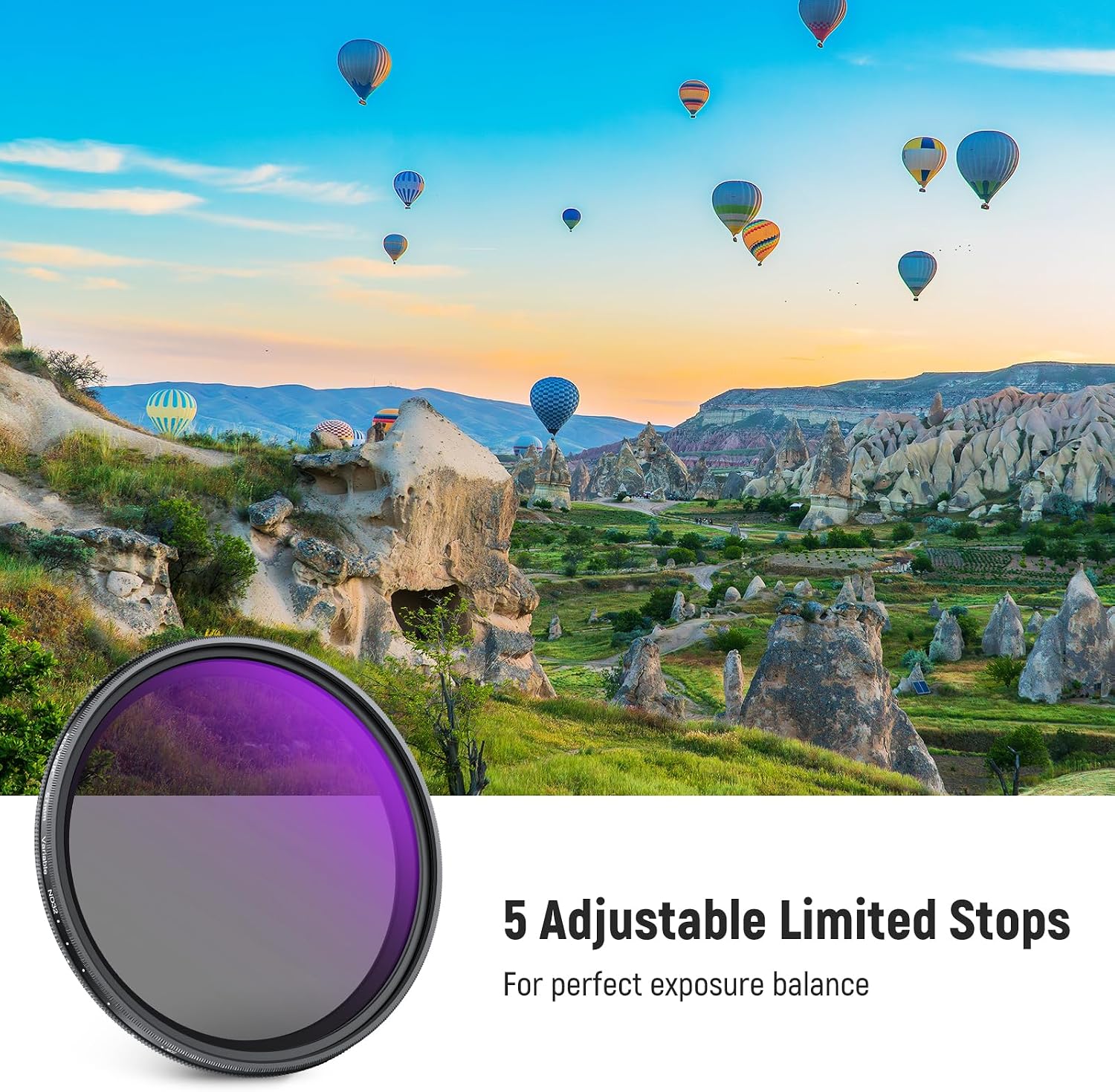 Detalle 2 de NEEWER 67mm ND2-32 Variable ND Filter – 1–5 Stops