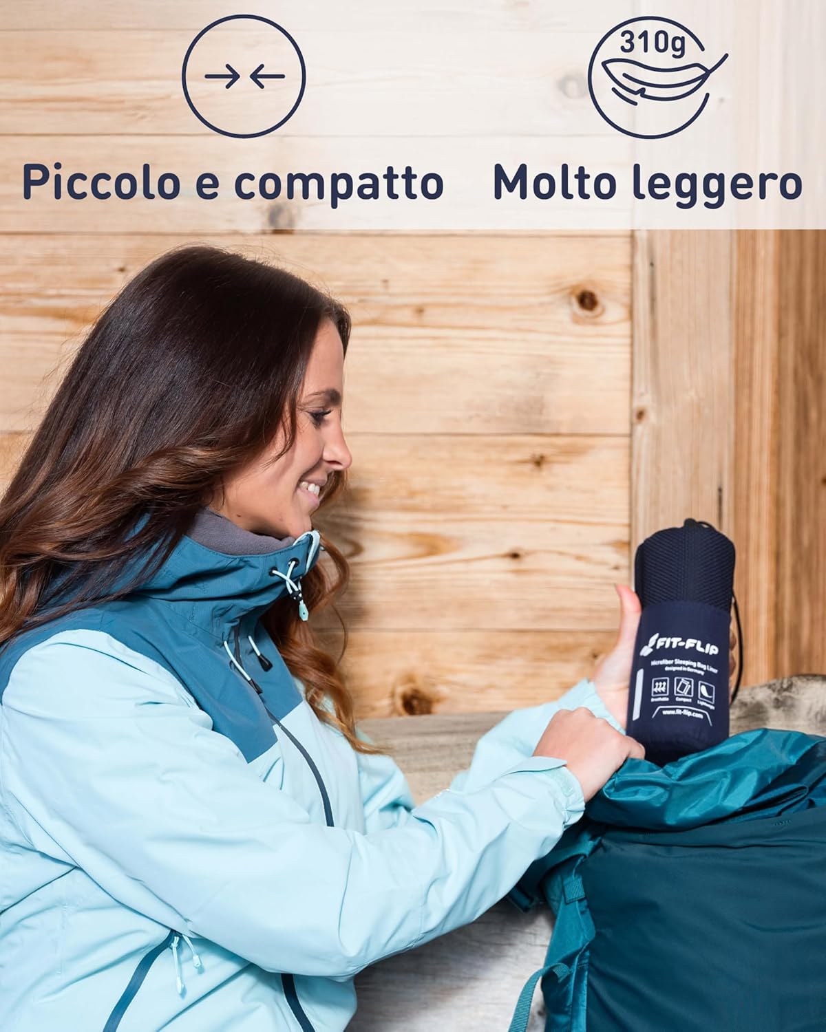 Detalle de Fit-Flip Sacco Lenzuolo da Viaggio: ultraleggero, compatto e versatile per il sonno in viaggio
