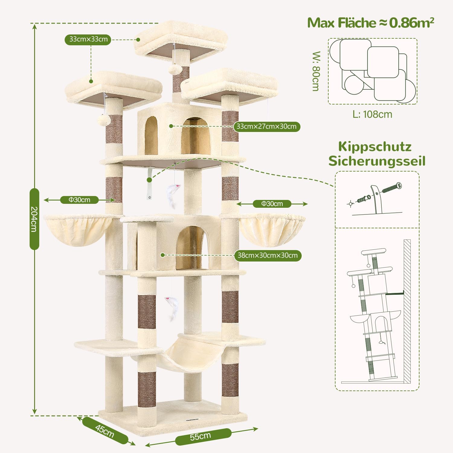 Thumbnail 1 de Globlazer Kratzbaum XXL 204 cm Beige