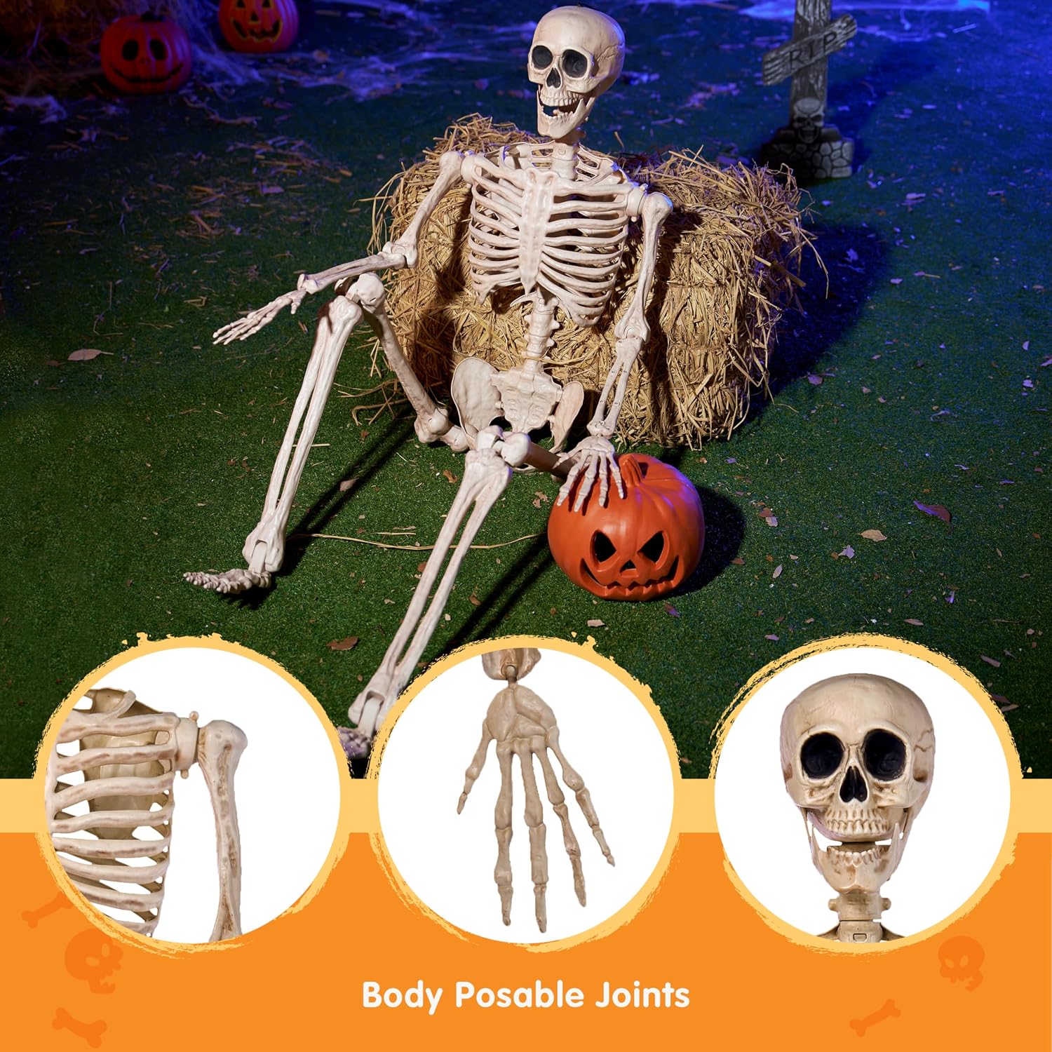 Thumbnail 6 de JOYIN 5 FT Life-Size Halloween Skeleton Decor with Posable Joints