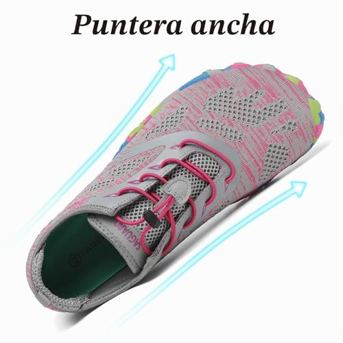 Detalle de SAGUARO Barefoot Zapatillas de Trail Running Minimalistas para Hombre y Mujer – Rosa Caramelo (42 EU)