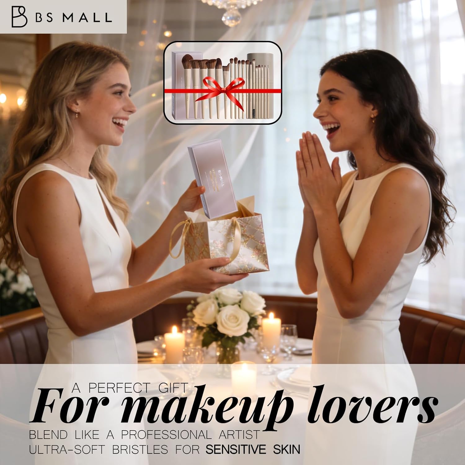 Thumbnail 5 de BS-MALL 18-Piece Professional Makeup Brush Set with Travel Case (Matte White Beige)