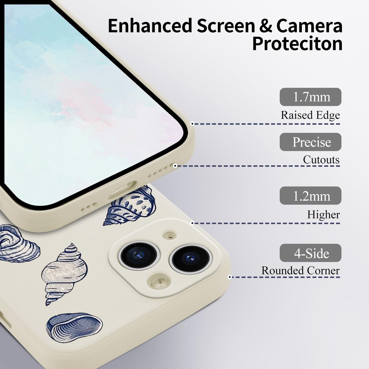Thumbnail 2 de Wihytec Beach Shells Phone Case for iPhone 15 – Seashells Style with Microfibre Lining