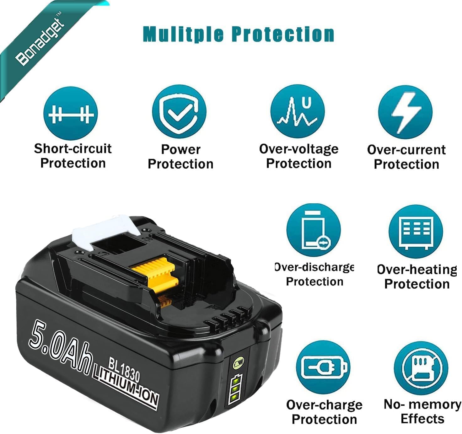 Detalle 1 de Bonadget 18V 5,0Ah accu's met DC18RD 6A-duallader