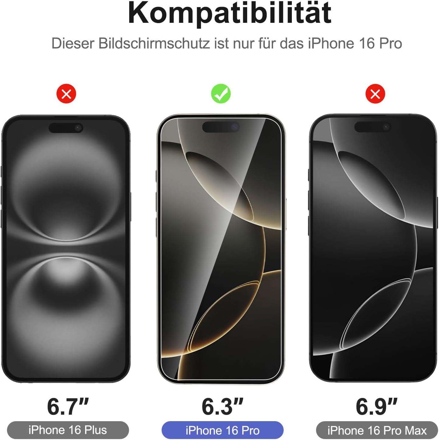 Detalle 2 de NEW'C iPhone 16 Pro Panzerglas 6,3 Zoll 2er Set