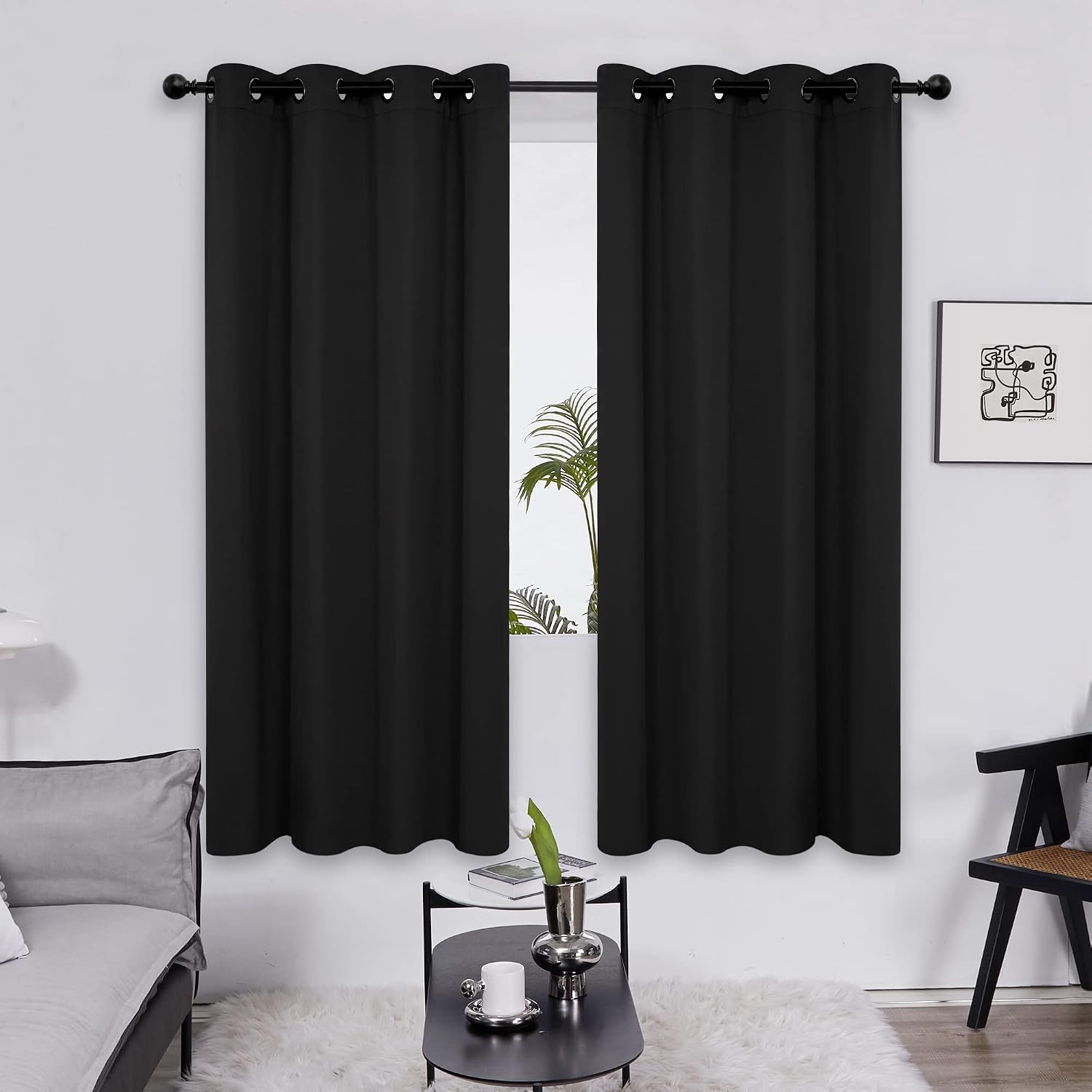Thumbnail 3 de Deconovo Thermal Blackout Eyelet Curtains, 72" drop (ring top), 2 panel pack for bedrooms