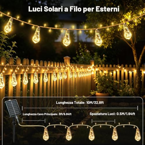 Detalle de Catena Luminosa Esterno Solare 10M con 15 Lampadine S17 di FIFlying