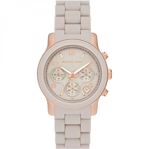 Detalle de Michael Kors Runway Watch for Women: Quartz Chronograph with Stainless Steel or Acetate Strap