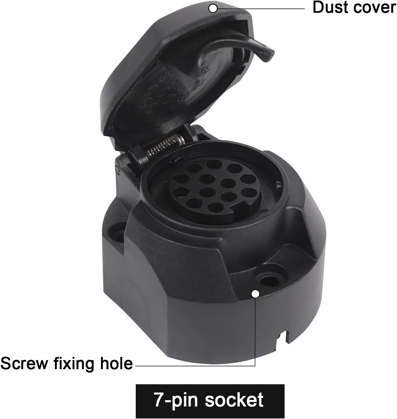 Detalle de AOHEWEI 13-pin Waterproof Trailer Socket: 12 V Plastic Connector for European Towing
