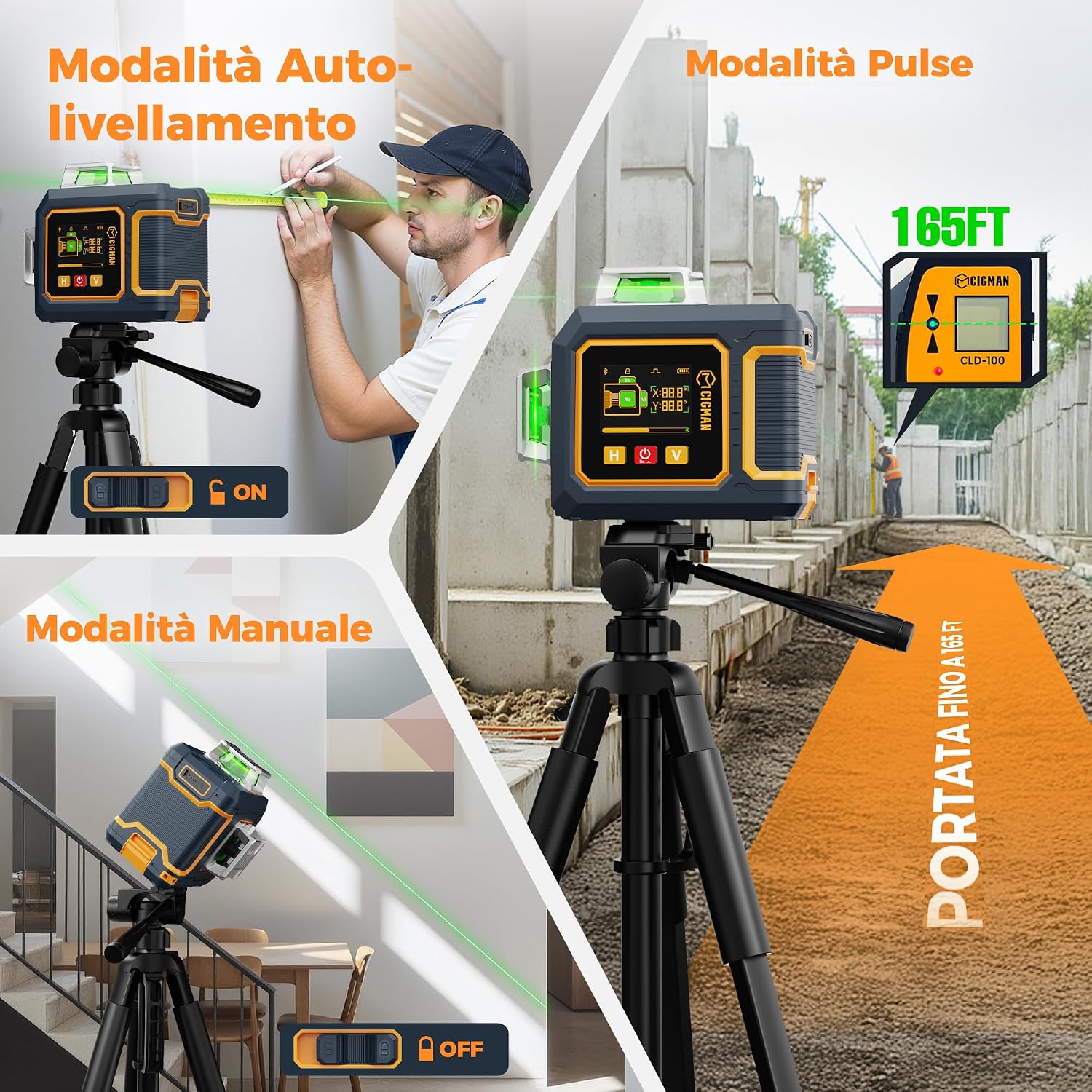 Thumbnail 6 de Livella Laser CIGMAN CMS03: 3x360° autolivellante, controllo via App e display LCD