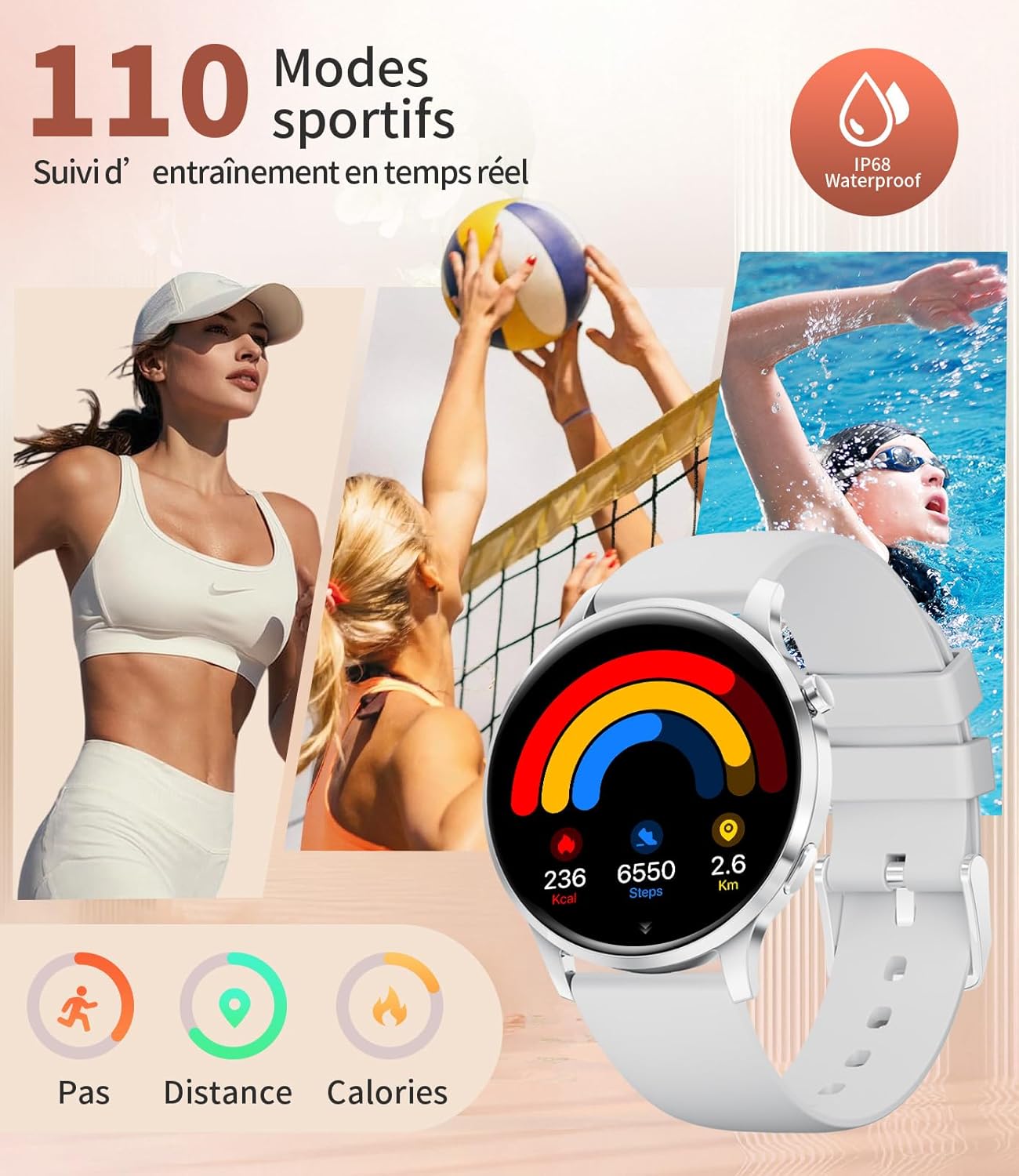 Thumbnail 4 de LIGE Montre Connectée Femme Ronde – Écran AMOLED 1,32'' et Fonction Téléphone