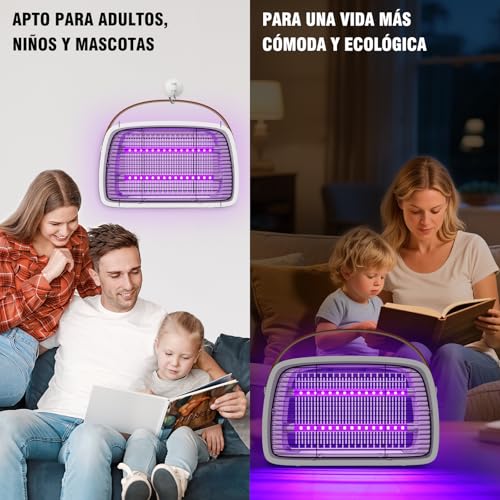 Detalle de Seenlast Lámpara Antimosquitos eléctrica 3800 V con UV y bandeja removible