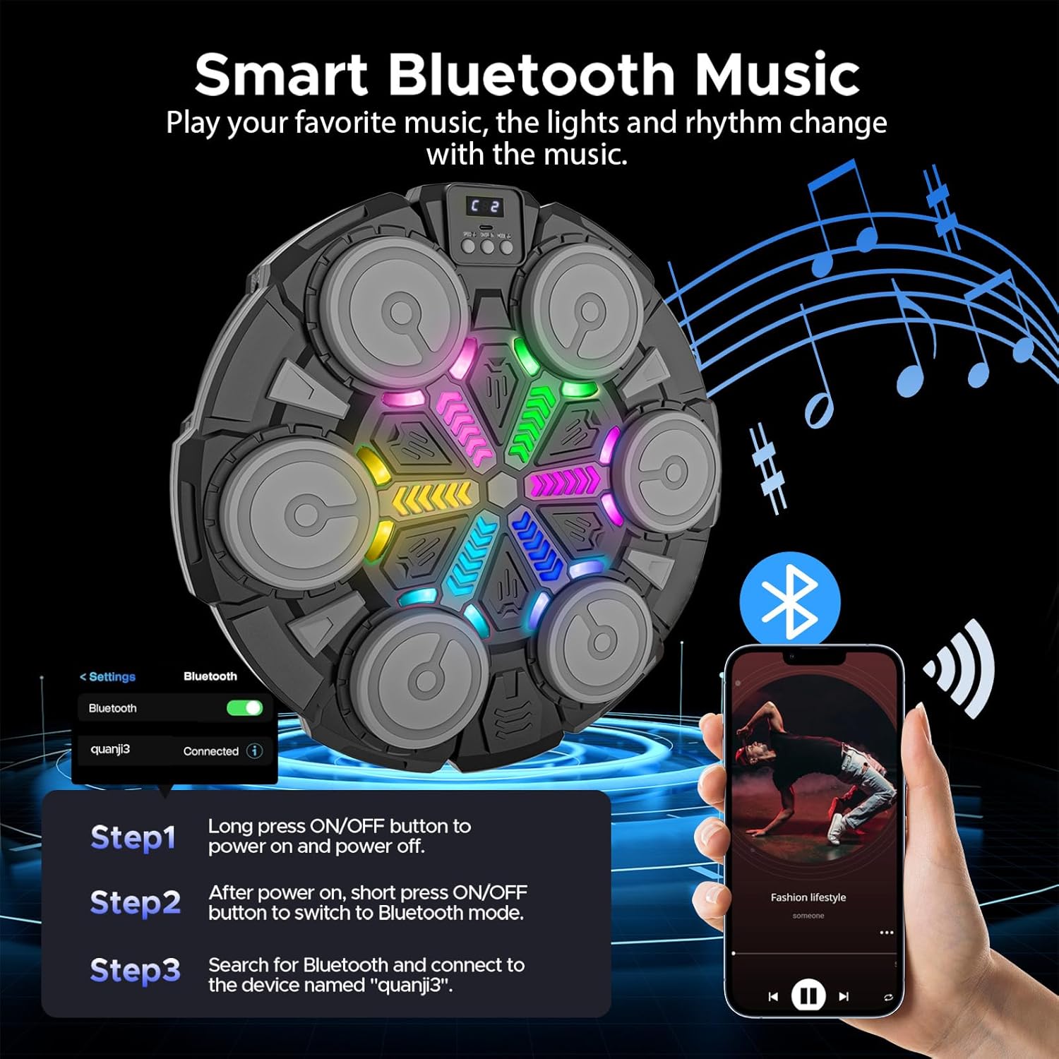Thumbnail 1 de Music Boxing Machine Bluetooth Punching Pad for Kids 🥊