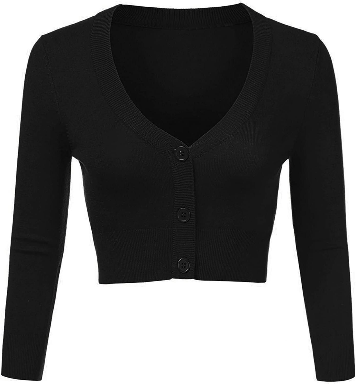 Detalle de Irevial Damen Bolero Festlich – Kurze Strickjacke, Langarm, offenen Front mit Knopfverschluss