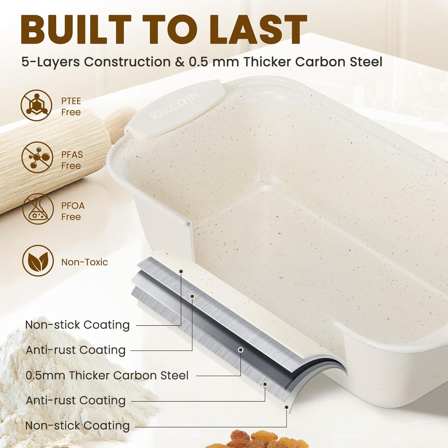Detalle de Kikcoin 22-Piece Nonstick Bakeware Set 450°F 🍪