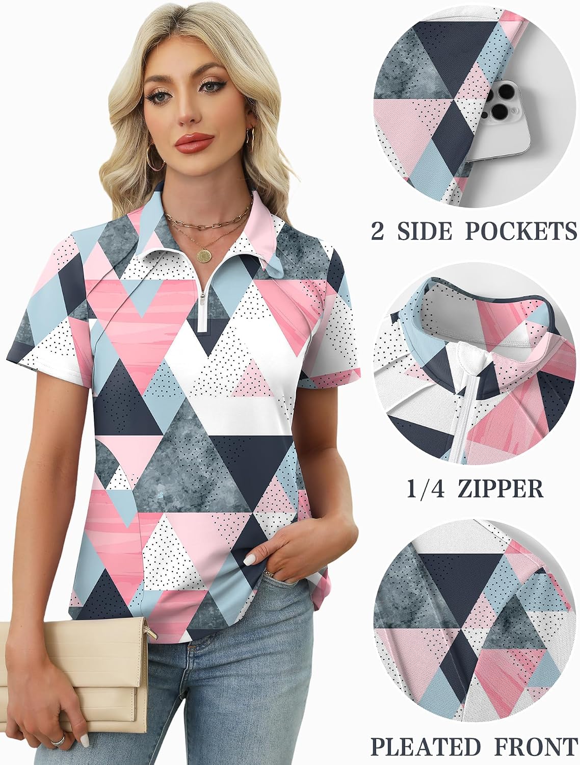 Detalle 1 de Womens LOMON golf polo shirt 1/4 zip