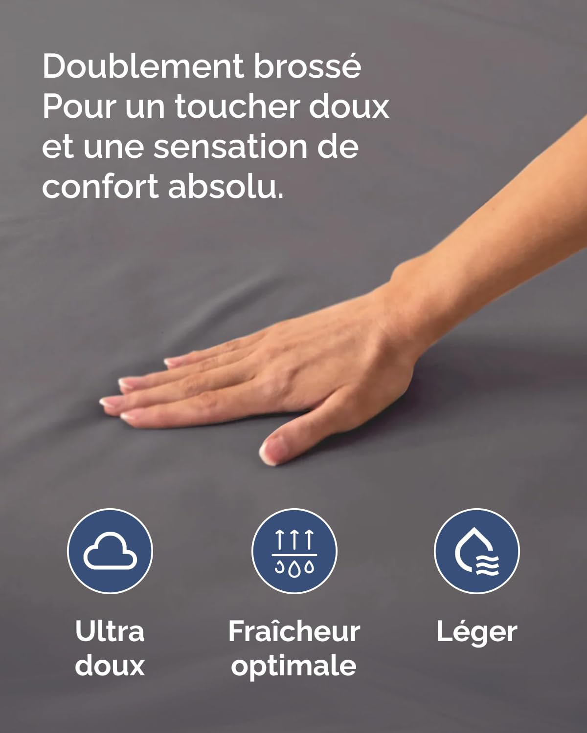 Thumbnail 4 de Drap housse CGK Unlimited 140x200 cm bonnet 40 cm extra profond en microfibre gris foncé