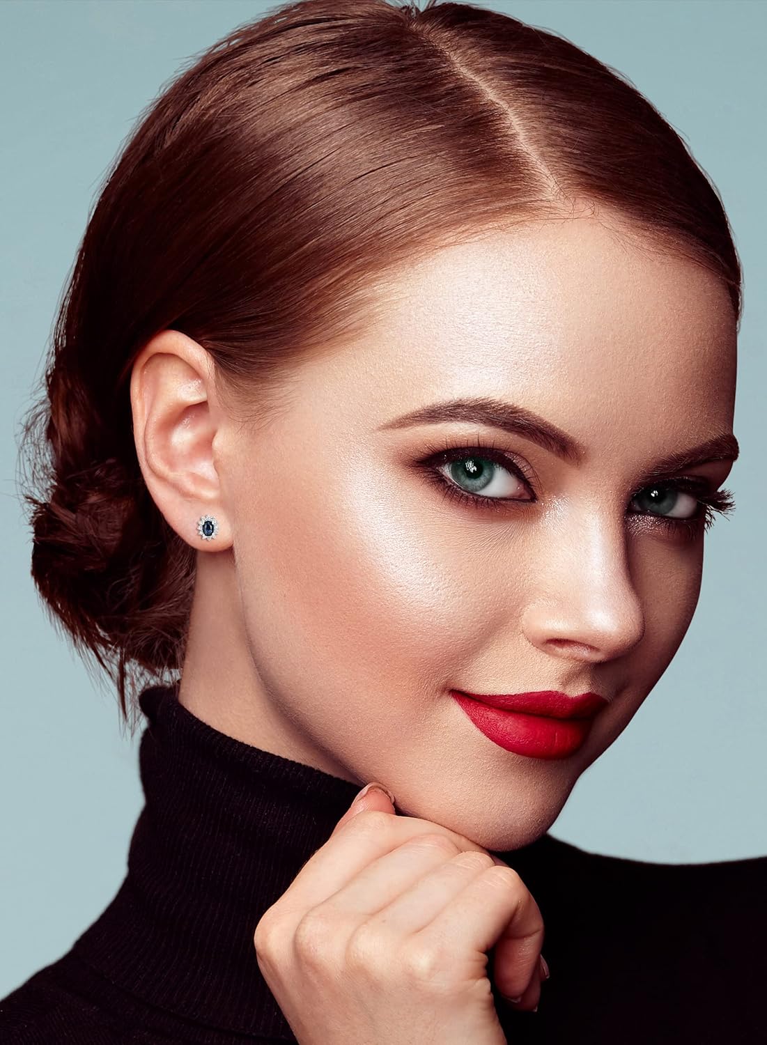 Thumbnail 3 de Miore Bijoux Femmes Boucles d'Oreilles Fleur — Émeraude verte/Saphir bleu/Rubis rouge avec Diamants 0,09 Ct en Or Blanc 9K