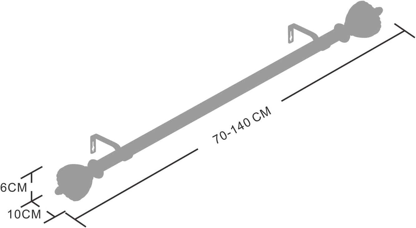 Detalle de Curtain Poles 25mm White seamless extendable rod, 70–120 cm