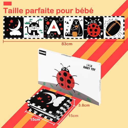 Thumbnail 2 de URMYWO Livre Noir et Blanc Bébé – jouet d'éveil 0-12 mois pour le tummy time