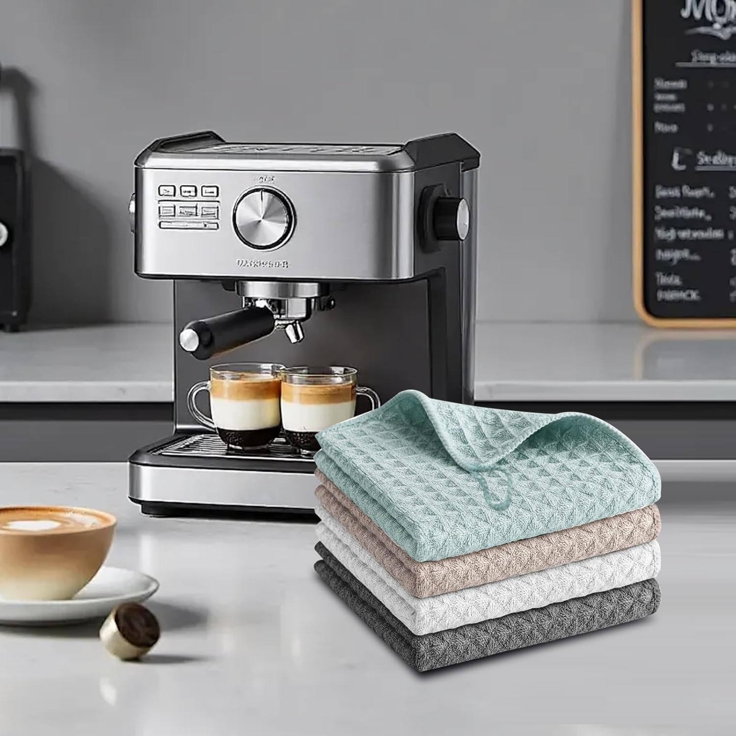 Thumbnail 6 de VoltCozy Barista Towels 4 Pack 12x12” Waffle Microfibre – Practical barista cloths for home setups