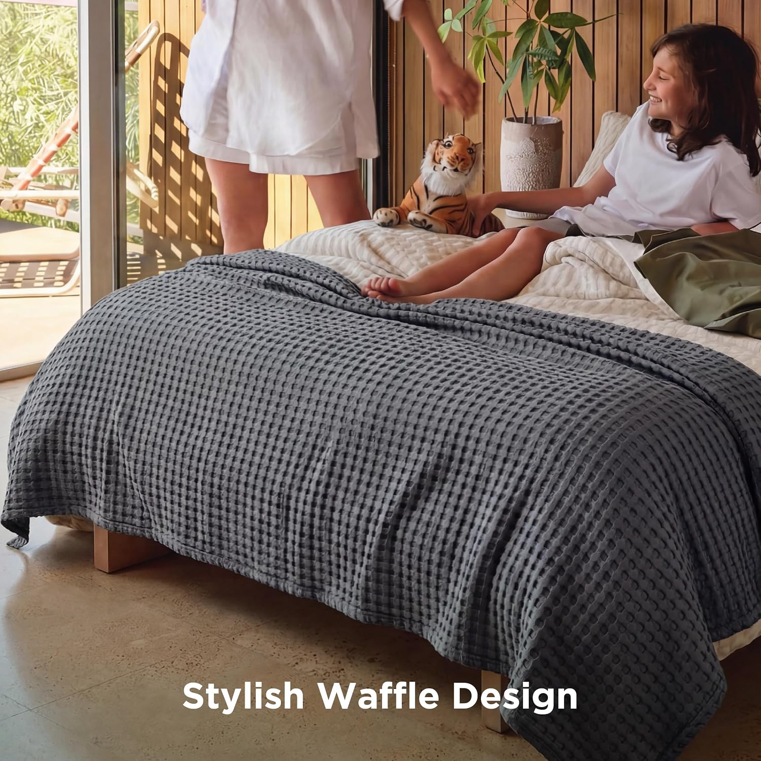 Detalle de Bedsure Cooling Waffle Blanket Queen