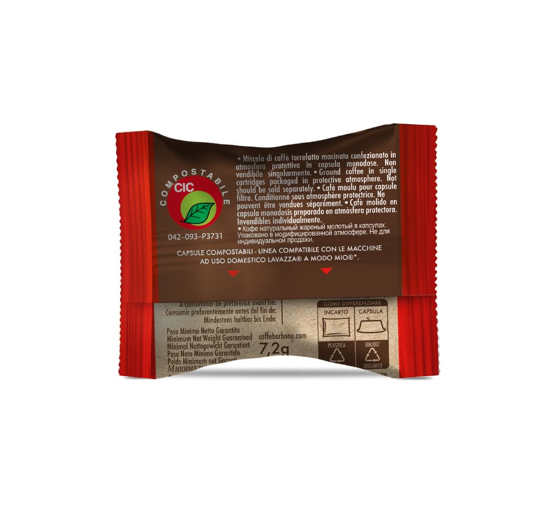 Detalle 2 de Caffè Borbone Don Carlo kompostierbare Kapsel – Rote Mischung, 100 Kapseln, kompatibel mit Lavazza A Modo Mio Haushalts-Espressomaschinen