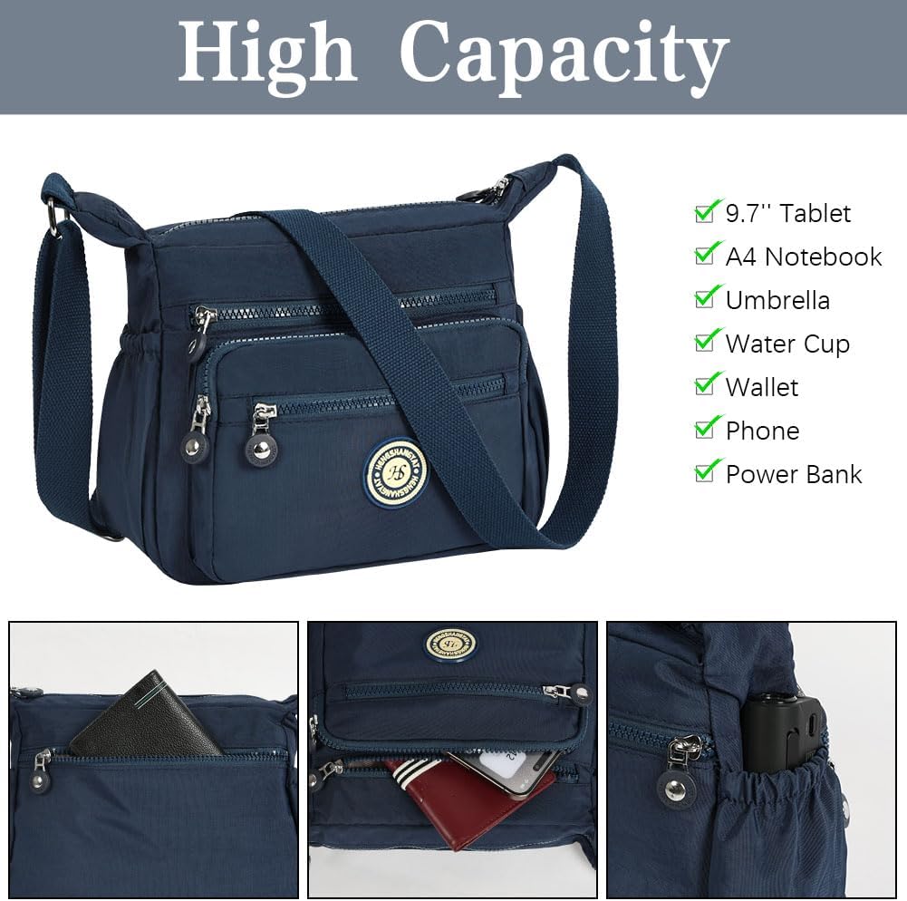 Thumbnail 5 de Aucuu Nylon Umhängetasche Damen 3 Vordertaschen