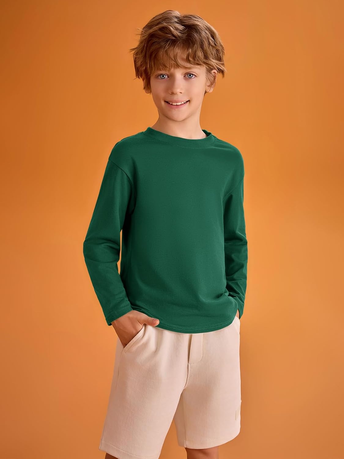 Detalle 2 de Haloumoning T-shirt voor jongens met lange mouwen, effen en ronde hals