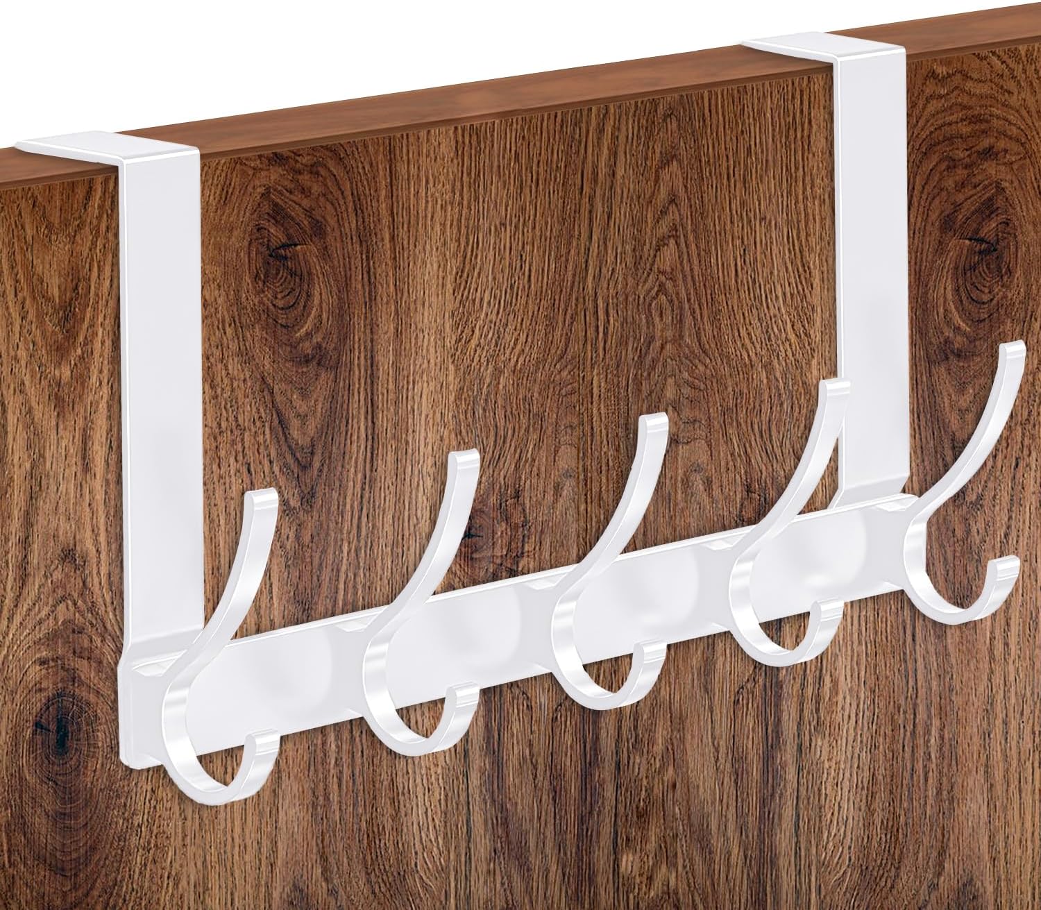 MIVITOOM Over Door Hanger with 5 Hooks (White) – heavy duty hooks for coats, towels, keys and bags