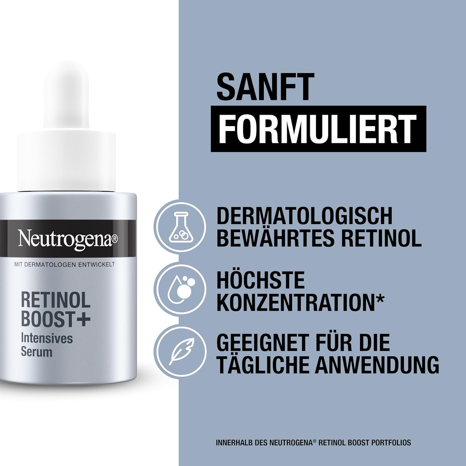 Detalle de Neutrogena Retinol Boost+ Intensives Serum (30 ml) mit Retinol & Hyaluron, unparfümiert