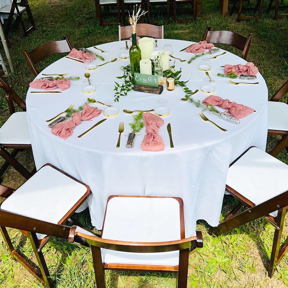 Thumbnail 5 de 10 Pack White Round Tablecloths 120" stain-resistant 🍽