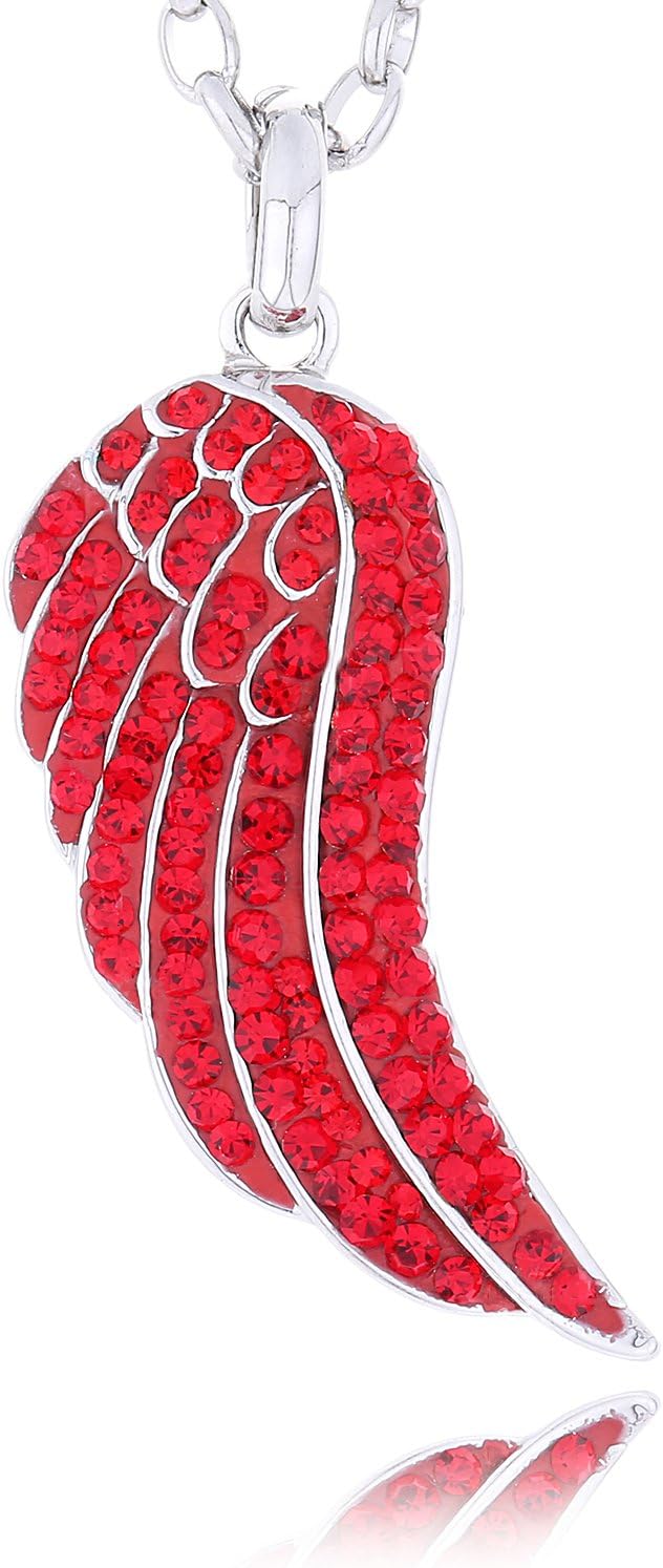 Detalle de Morella Collana Donna con Ali di Angelo e zirconi in acciaio inox – 70 cm + estensione