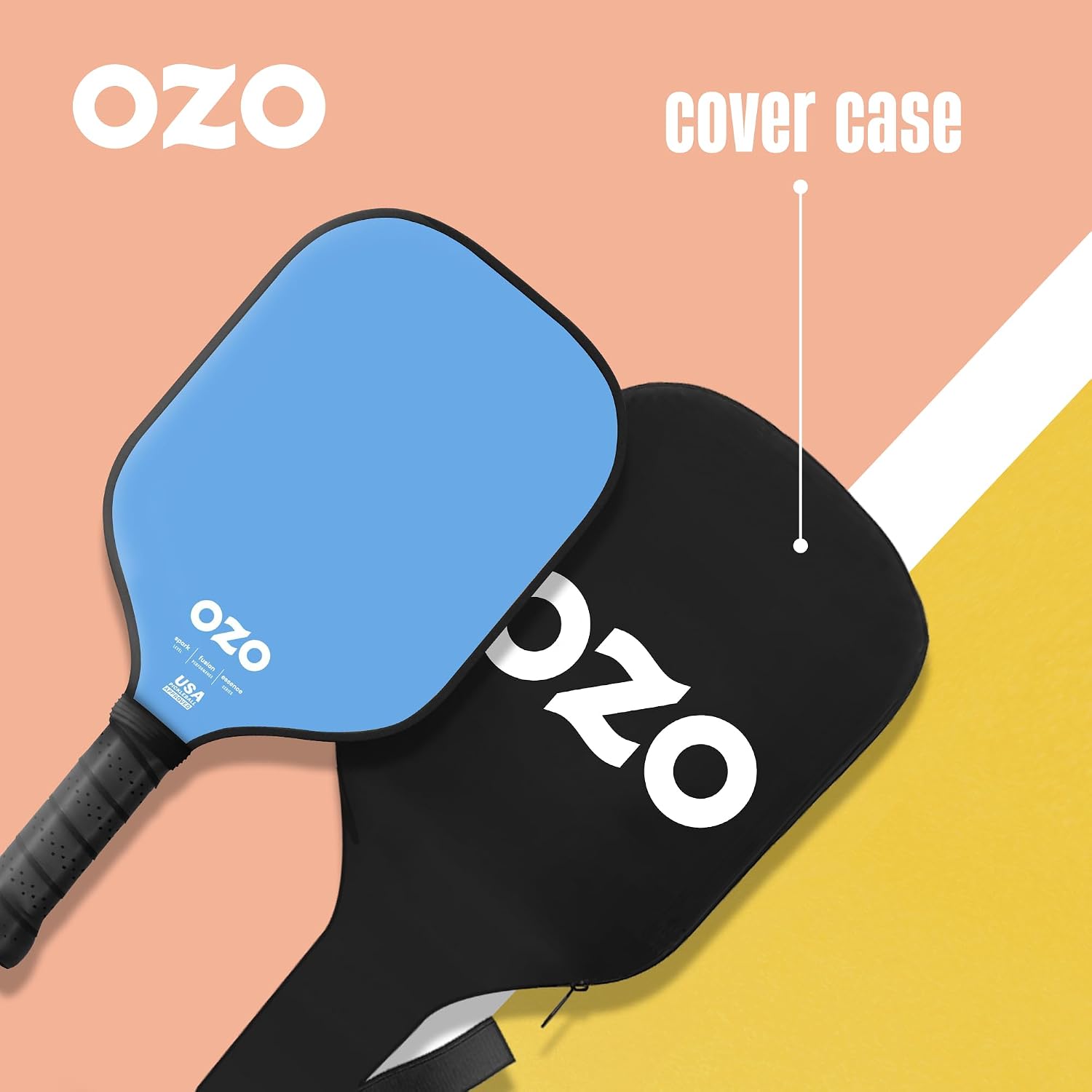 Detalle de OZO Pickleball Spark Fusion Essence – Raquette hybride débutant en Graphite, USAPA approuvée