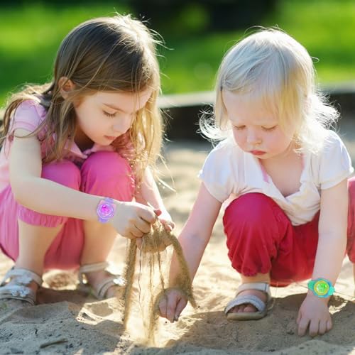 Detalle 2 de Juboos Montre Enfant avec Bracelet Imprimé et 7 Lumières Colorées – Étanche, LED et Oreilles de Chat