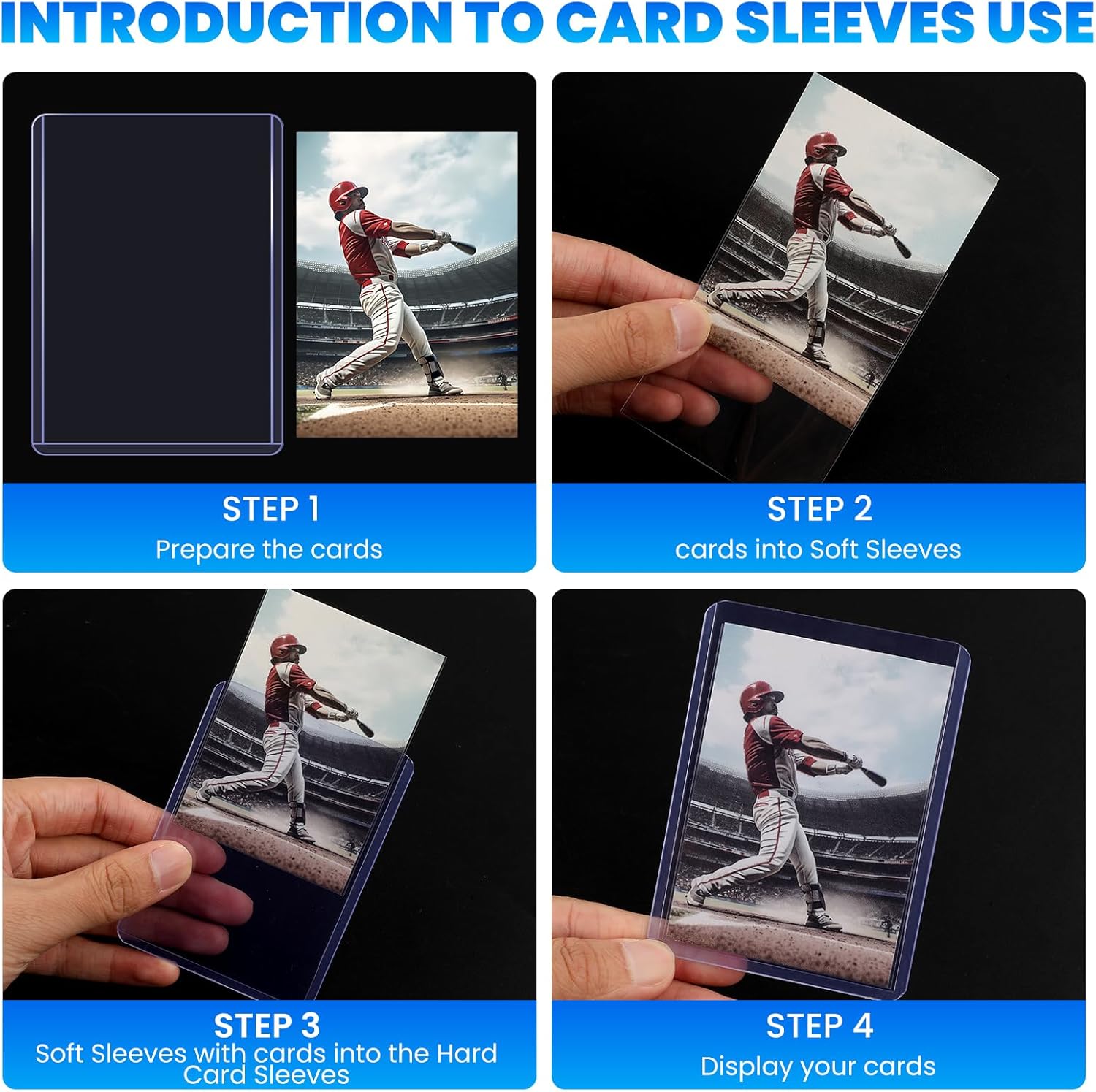 Thumbnail 4 de 200 Card Sleeves Top Loaders + 100 Soft Sleeves: Clear Protection for Standard Trading Cards