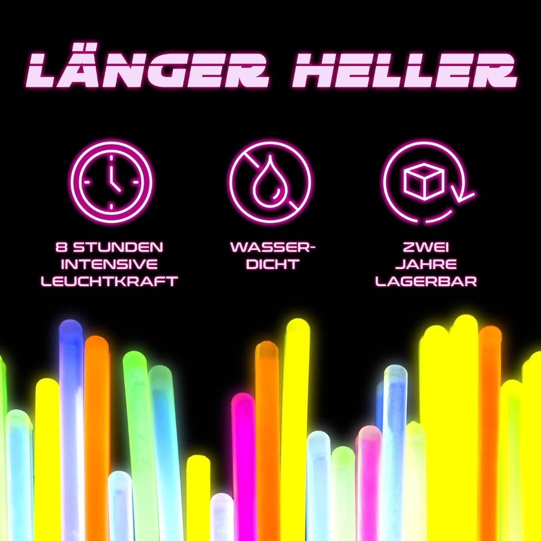 Thumbnail 3 de Vivaloo Knicklichter Party Set 100 Stück Leuchtstäbe
