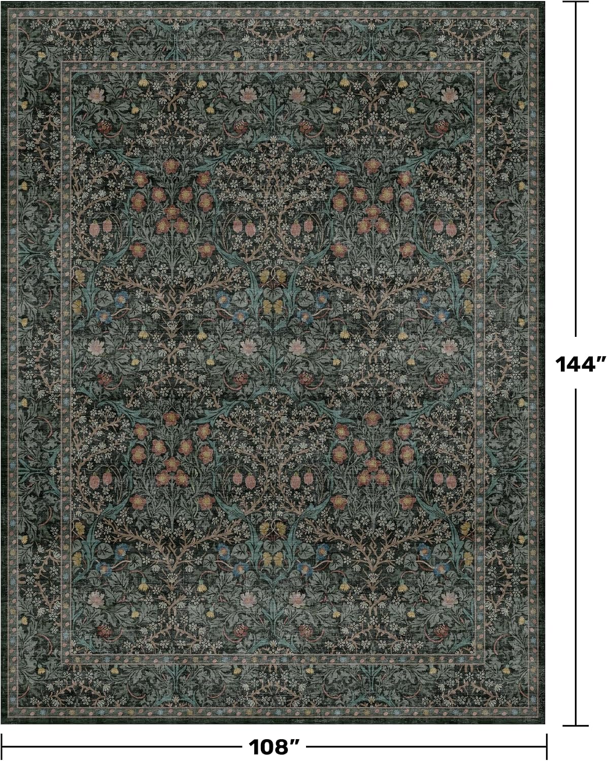Detalle 2 de 9x12 Dark Green Washable Rug