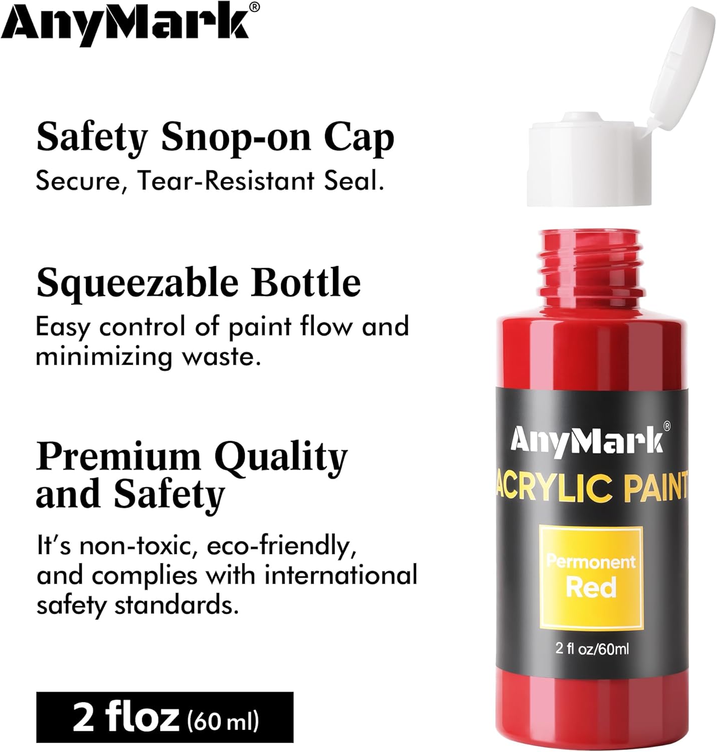 Thumbnail 2 de AnyMark Peinture Acrylique – Ensemble de 48 couleurs classiques avec 12 pinceaux et flacons de 60 ml