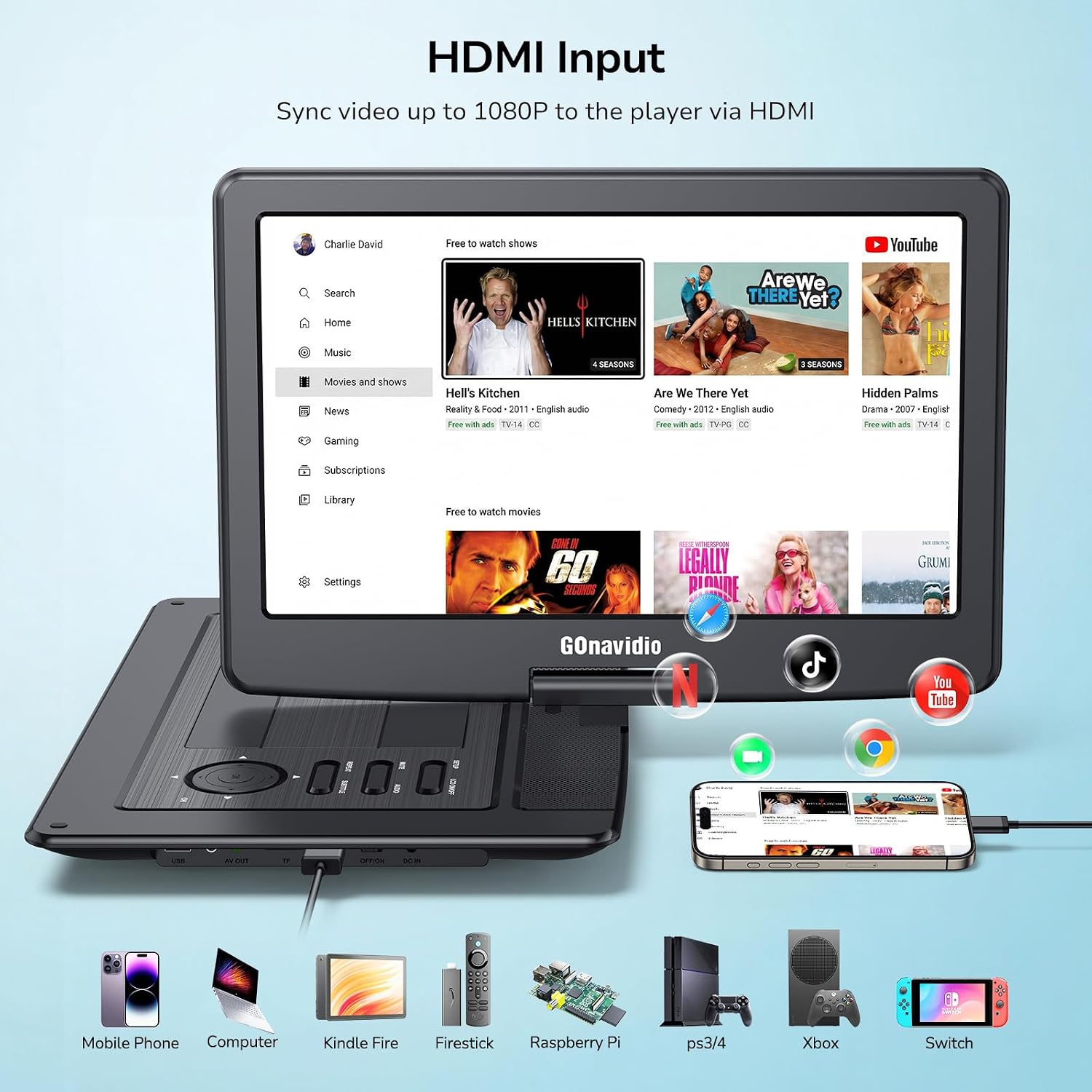Thumbnail 1 de GOnavidio 17.9-Inch Portable DVD Player with 16-Inch Large HD Screen