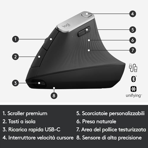 Thumbnail 6 de Logitech MX Vertical Wireless: ergonomia avanzata e precisione per la giornata lavorativa