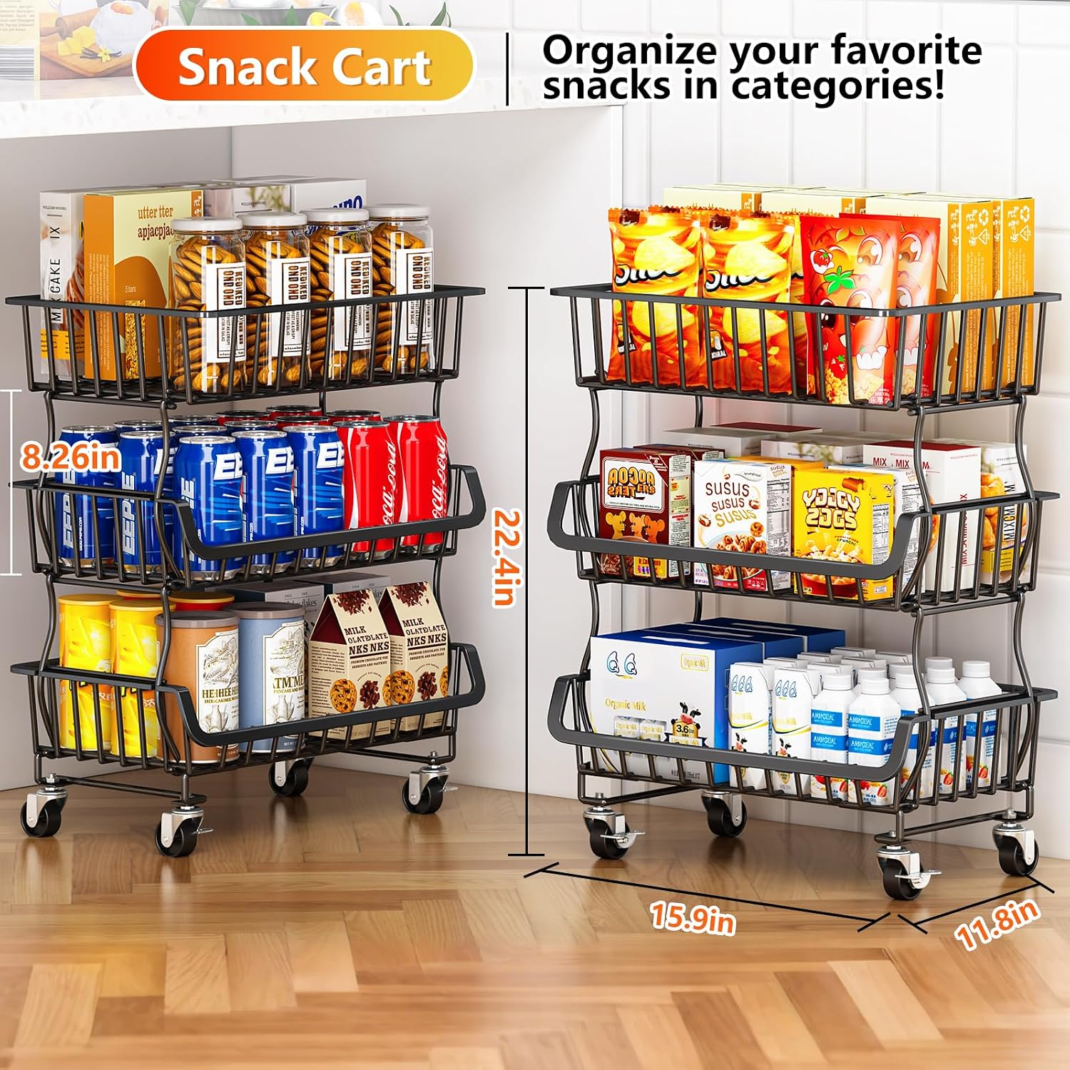 Detalle de Gsiekare Rolling Pantry Organizer 3-Tier