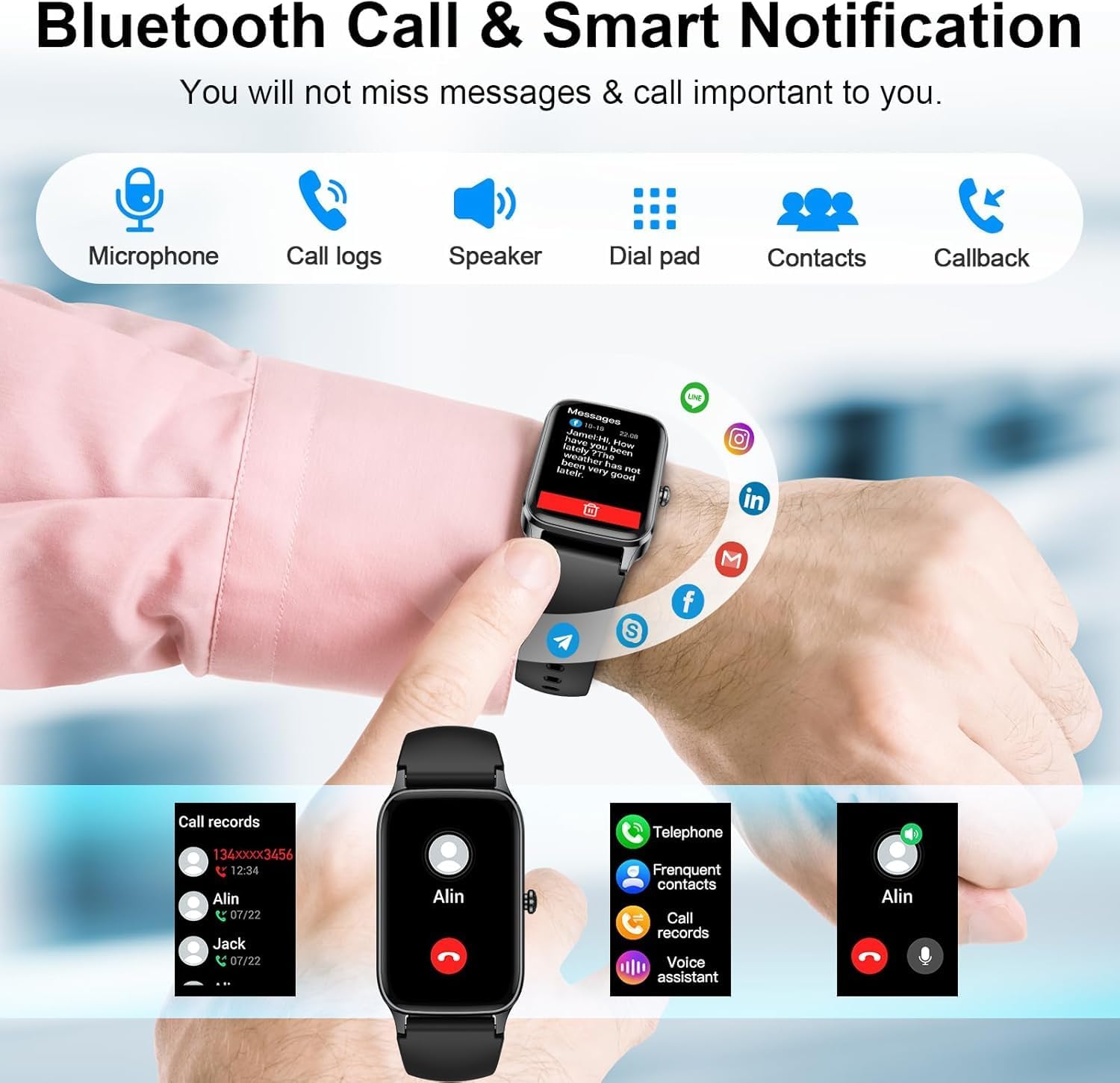 Thumbnail 1 de Bracelet Connecté 1,57" – Montre GPS/Santé IP68, Podomètre et Cardiofréquencemètre pour Android et iOS