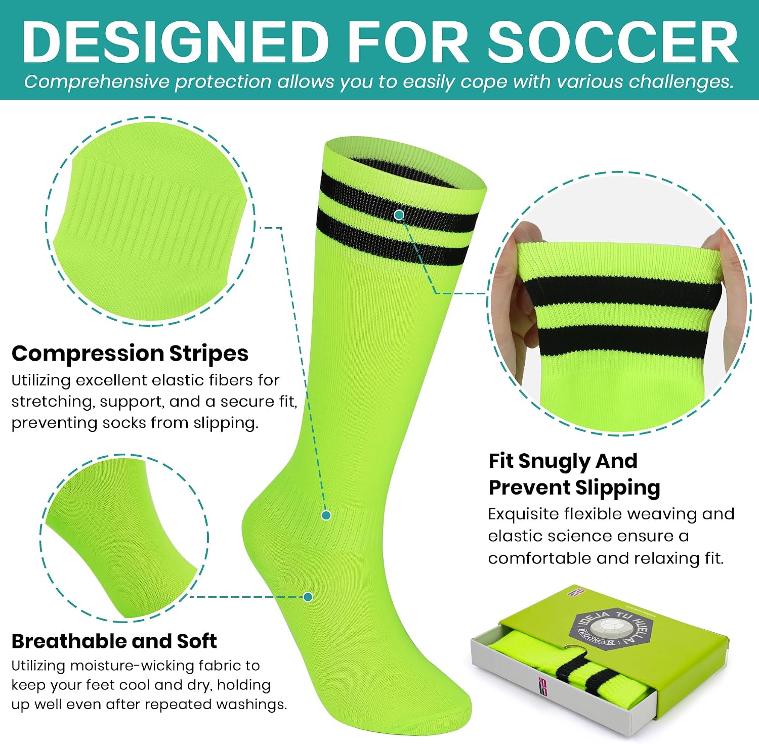 Detalle de brooman Kids Firm Ground Soccer Cleats with Soccer Socks (Boys & Girls)