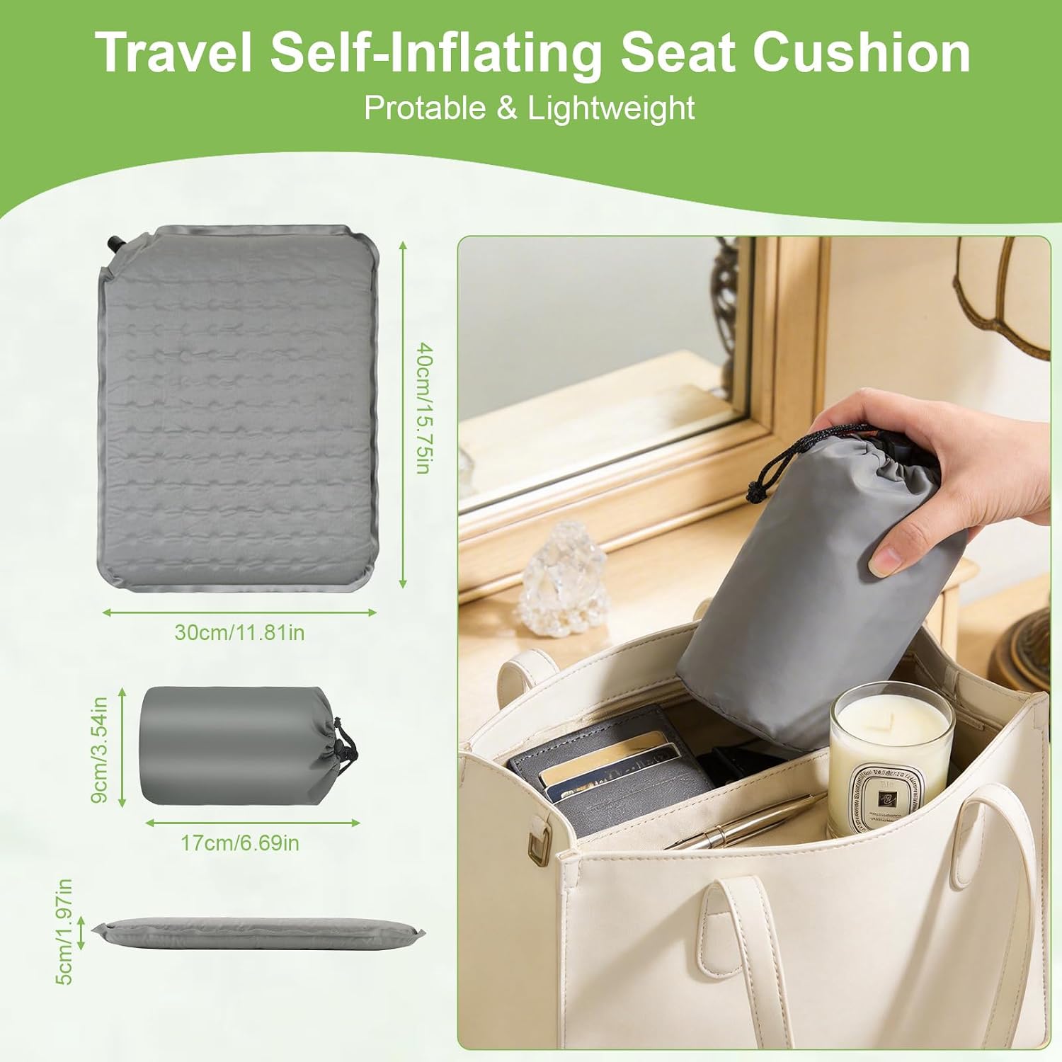 Thumbnail 4 de Hahorpa Self Inflating Travel Seat Cushion, 40×30cm – Grey
