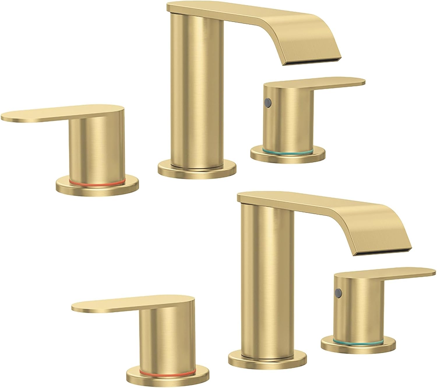 Detalle de Homevacious HM7165055BG 2-Pack Widespread Bathroom Faucets, Brushed Gold