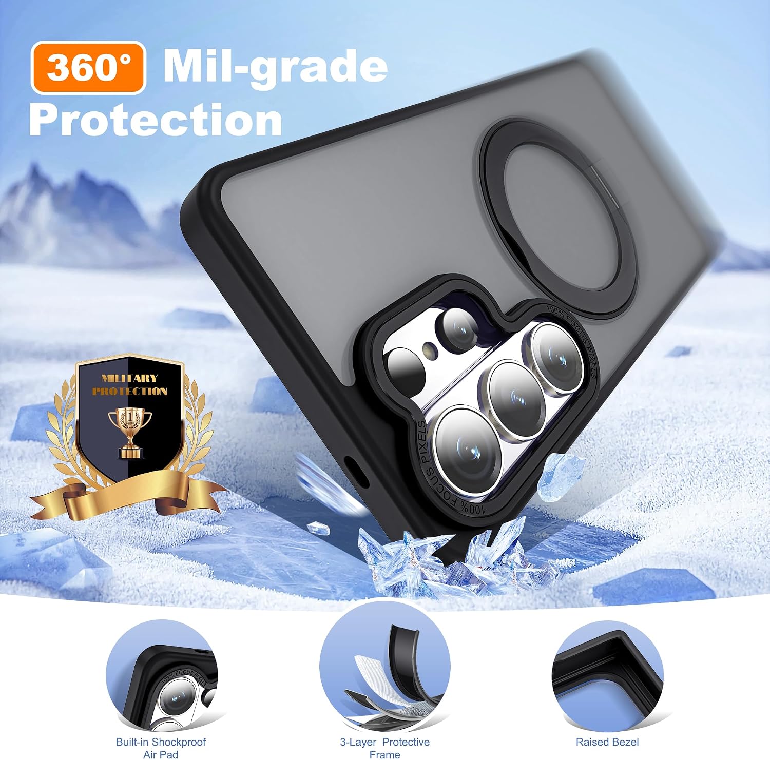 Thumbnail 4 de Zalinbo Case for Samsung Galaxy S26 Ultra 6.9" with 360° Rotatable Magnetic Ring Stand