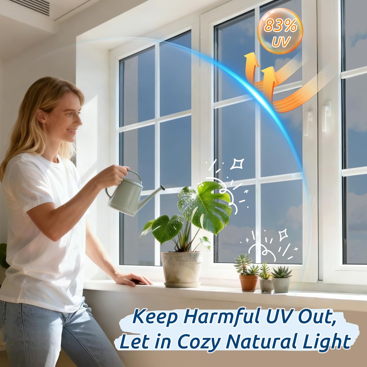Thumbnail 4 de rabbitgoo Heat Reflective Window Film Privacy Film (Silver) 44.5×200cm with Tools